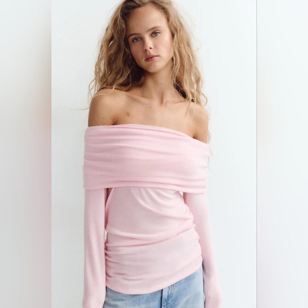 ZARA Off-Shoulder Draped Top - White